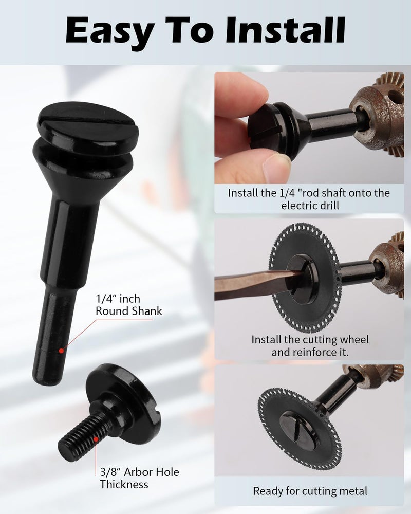 AOKLIT Cut Off Wheel Mounting Mandrel Holder 3/8" & 1/4" Arbor Hole, 4 Pack Cut-Off Wheel for Die Grinder Accessories Drill Bits Tool - Image 5